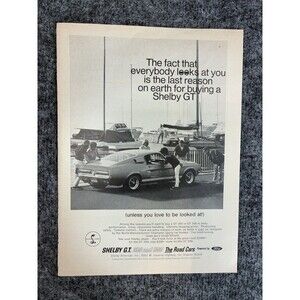 Vintage 1960s Shelby GT 350 500 Mustang Ford Car Original Magazine Ad Print